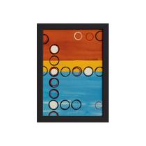 Quadro Abstrato Geométrico Bolas Moldura Preta 22x32cm