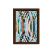 Quadro Abstrato Geométrico Círculos Moldura Marrom 33x43cm