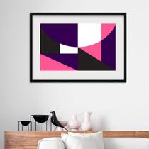 Quadro Abstrato Geométrico Rosa e Roxo - 60x48cm