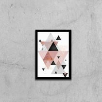 Quadro Abstrato Geométrico Triângulos Cinza, Preto e Rosa II 24x18cm - com vidro Quadro Abstrato Geométrico Triângulos Cinza, Preto e Rosa II 24x18cm - com vidro
