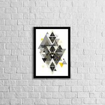 Quadro Abstrato Geométrico Triângulos Pretos 33x24cm - com vidro
