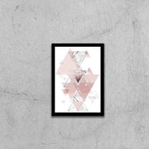 Quadro Abstrato Geométrico Triângulos Rosinhas 33x24cm - com vidro Quadro Abstrato Geométrico Triângulos Rosinhas 33x24cm - com vidro