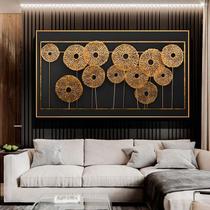 Quadro Abstrato Jardim Dourado - Tela Única