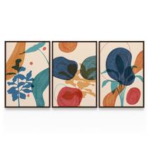 Quadro Abstrato Leaves Art Folhas Decorativa Para Sala Quarto Escritório Varanda Kit Grande Moldura - Bimper