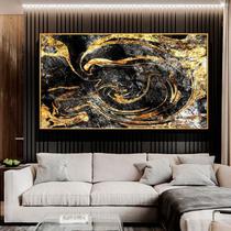 Quadro Abstrato Luxo Master Preto e Dourado - Tela Única Quadro Abstrato Luxo Master Preto e Dourado - Tela Única