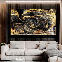 Quadro Abstrato Luxo Master Preto e Dourado - Tela Única