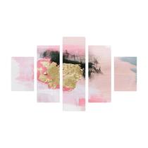 Quadro Abstrato Manchas Preto Branco E Amarelo Canvas 110X65