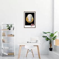 Quadro Abstrato Marble Head F 60x43 Caixa Marrom Moldura Caixa, Marrom Cafe