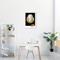 Quadro Abstrato Marble Head F 86x60 Filete Branco Moldura Filete, Branca