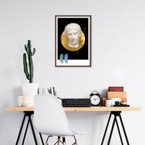 Quadro Abstrato Marble Head M 60x43 Caixa Marrom Moldura Caixa, Marrom Cafe