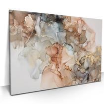 Quadro Abstrato Marmorizado Bege Luxo 60x40 Quarto Sala