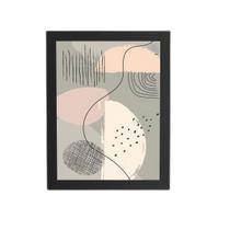 Quadro Abstrato Minimalista Bege Arte Moldura Preta 60X40Cm