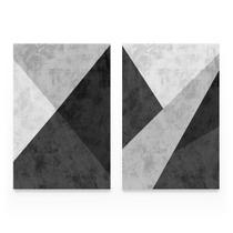 Quadro Abstrato Moderno Geométrico Para Sala Preto e Branco Decorativo Kit 2 Telas - Bimper