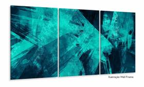 Quadro Abstrato Moderno Manchas e Listras Sala Hall 120x60 3 peças