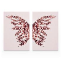 Quadro Abstrato Moderno Rose Gold Butterfly Mosaico Grande Para Sala Quarto Hall - Bimper Quadro Abstrato Moderno Rose Gold Butterfly Mosaico Grande Para Sala Quarto Hall - Bimper