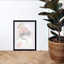 Quadro Abstrato Mulher Borboletas Rosa E Cinza 33X24Cm Vidro Quadro Abstrato Mulher Borboletas Rosa E Cinza 33X24Cm Vidro