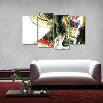 Quadro Abstrato Mulher Colorida Escritórios Tecido 4 Peças 1