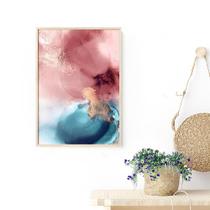 Quadro Abstrato Ouro Azul e Rosa 40cm x 60cm - Artfine