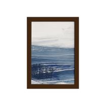 Quadro Abstrato para Sala Oceano Moldura Marrom 33x43cm