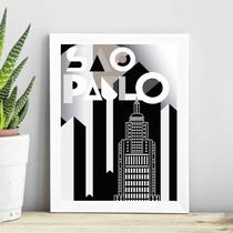 Quadro Abstrato Poster São Paulo 24x18cm - com vidro