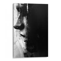 Quadro Abstrato Preto e Branco da Dualidade Silenciosa