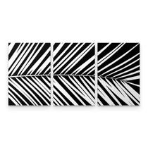 Quadro Abstrato Preto e Branco Folha Palmeira