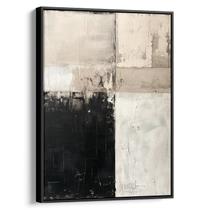 Quadro Abstrato Preto e Branco - Fragmentos de Texturas Contrastantes