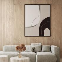 Quadro Abstrato Preto e Branco - Moldura Caixa + Foam + Vidro em Vários Tamanhos - Artfine