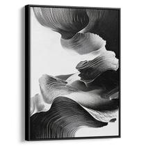 Quadro Abstrato Preto e Branco - Sinfonia de Formas Ondulantes