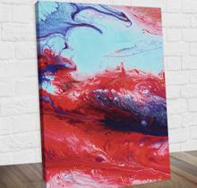 Quadro Abstrato Tons De Azul E Vermelho Midiapoparte 60x80