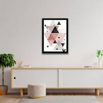 Quadro Abstrato Triângulos Cinza, Preto E Rosa Ii 45X34Cm
