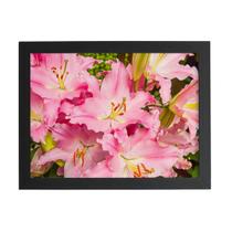 Quadro Açucena Lilium Candidum Flor Moldura Preta 60X40Cm