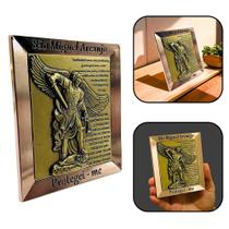 Quadro Adorno De Mesa Metal São Miguel Arcanjo Com Oração Dourado Quadro Adorno De Mesa Metal São Miguel Arcanjo Com Oração Dourado