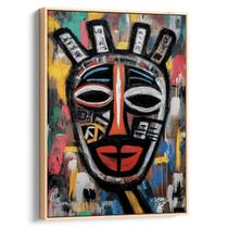 Quadro Africano Máscara Ancestral de Cores Vibrantes