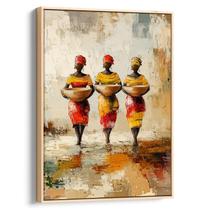Quadro Africano Três Guardiãs da Colheita em Harmonia