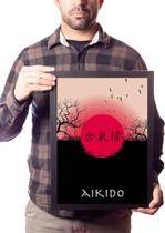 Quadro Aikido Decoração Arte Marcial Dojo Sol Vermelho