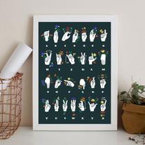 Quadro Alfabeto Manual - Libras 24X18Cm - Com Vidro Quadro Alfabeto Manual - Libras 24X18Cm - Com Vidro