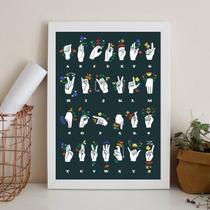 Quadro Alfabeto Manual - Libras 33X24Cm - Com Vidro Quadro Alfabeto Manual - Libras 33X24Cm - Com Vidro