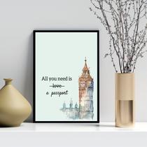 Quadro All You Need Is a Passport 33x24cm Quadro All You Need Is a Passport 33x24cm