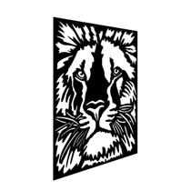 Quadro alto relevo leao decorativo parede 32x22cm