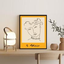 Quadro Amarelo Mulher Matisse 24x18cm - Vidro, Moldura Preta
