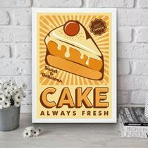 Quadro Amarelo Para Cozinha - Bolo 24x18cm - com vidro