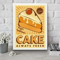 Quadro Amarelo Para Cozinha - Bolo 45X34Cm - Com Vidro