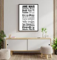 Quadro Ame Mais - Preto e Branco 45x34cm - com vidro