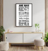 Quadro Ame Mais Preto E Branco 45X34Cm Vidro Moldura Preta