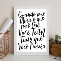 Quadro Ame O Que Você Tem - Lei Atração 24X18Cm - Com Vidro