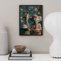 Quadro Amigas Girafa e Elefante 45x34cm - com vidro