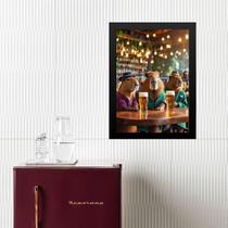 Quadro Amigos Capivaras No Bar 45X34Cm - Com Vidro
