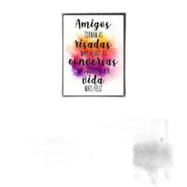 Quadro Amigos, Risadas, Conversas, Vida 60X40 Moldura Preta Quadro Amigos, Risadas, Conversas, Vida 60X40 Moldura Preta