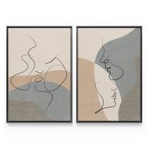 Quadro Amor Em Curvas Minimalista Traços Finos Delicado Decorativo Moderno Grande Moldura - Bimper